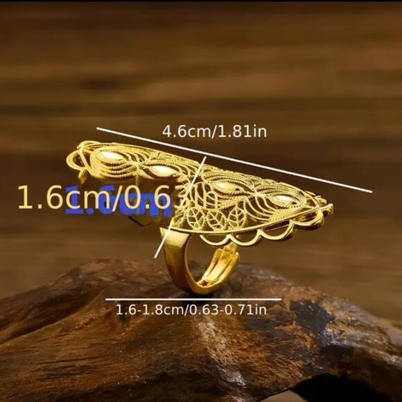 Gold Geometric 24K Exaggerated Ring - Picture 5 of 6